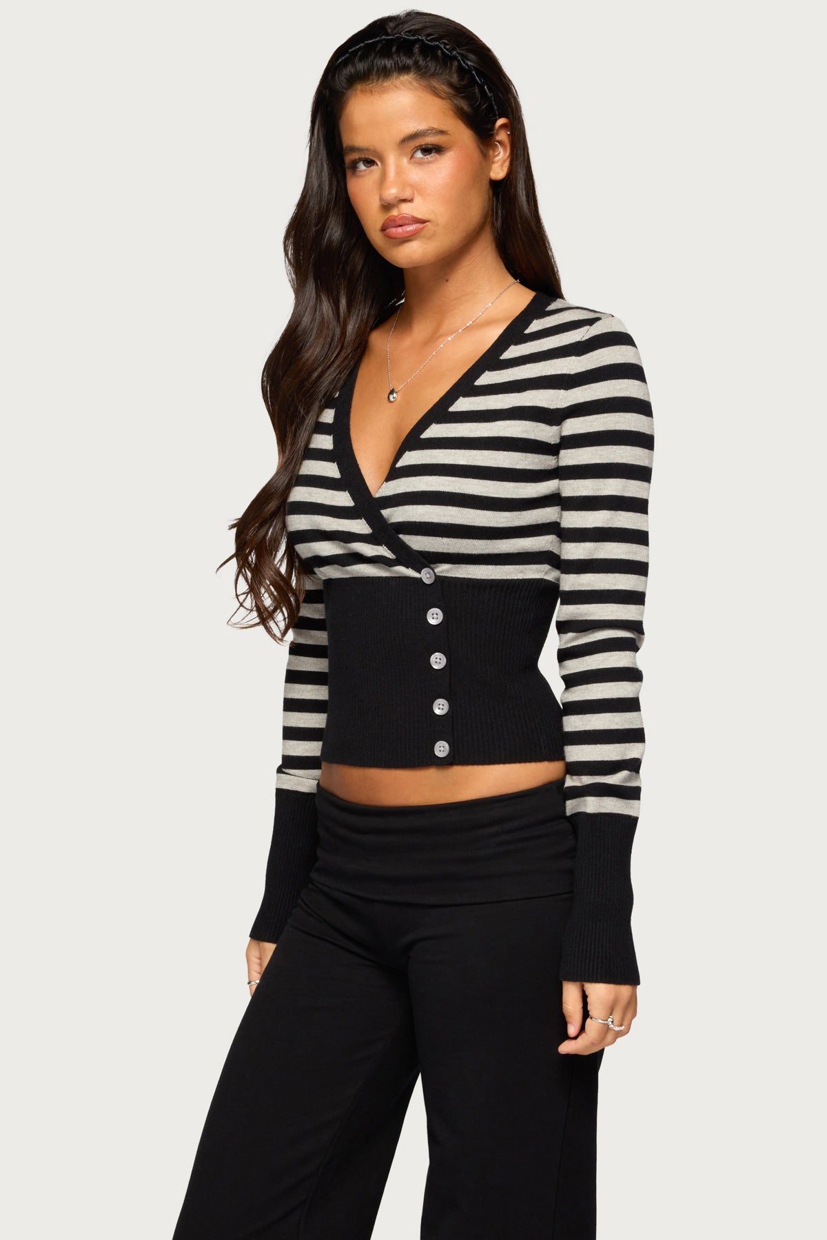 Laytan Striped Wrap Sweater