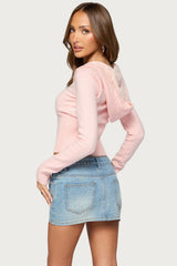 Edikted Fever Rhinestone Knit Hoodie