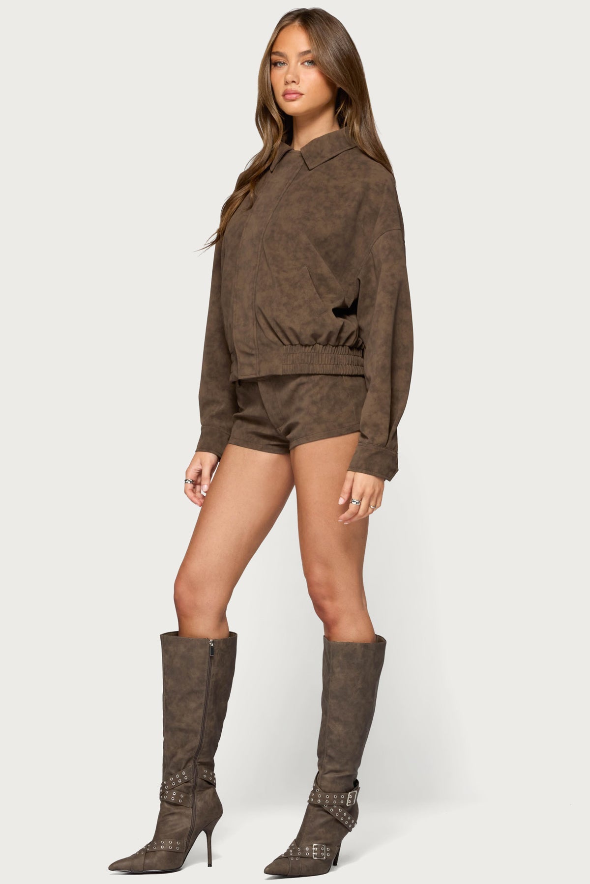 Rinnah Faux Suede Micro Shorts