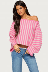 Jacey Off Shoulder Striped Sweater