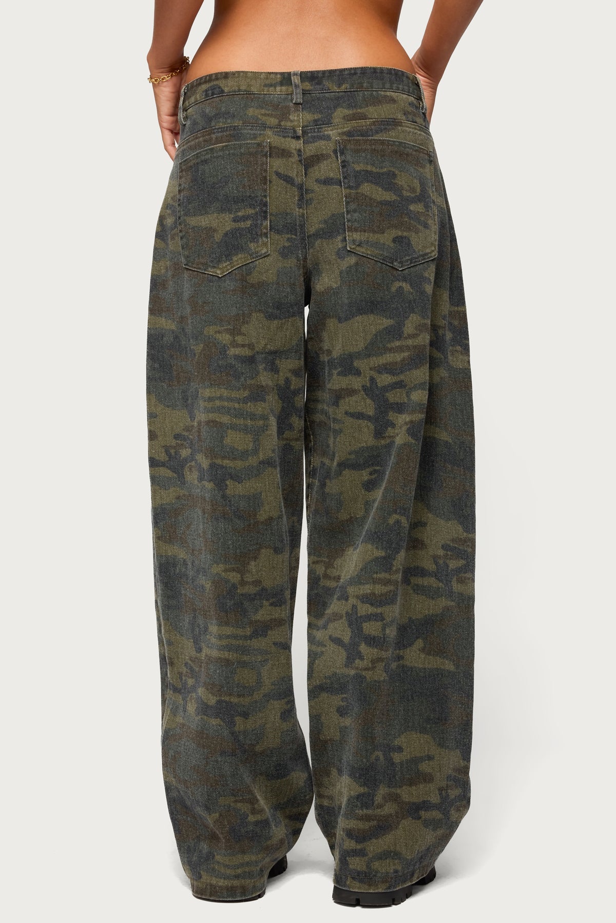 Anna Camo Low Rise Baggy Jeans