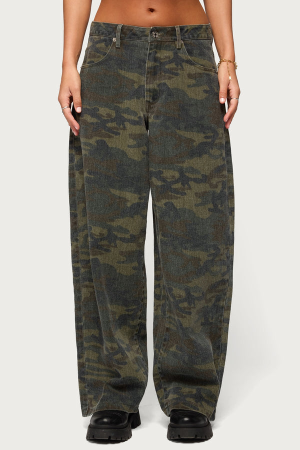 Anna Camo Low Rise Baggy Jeans view 2