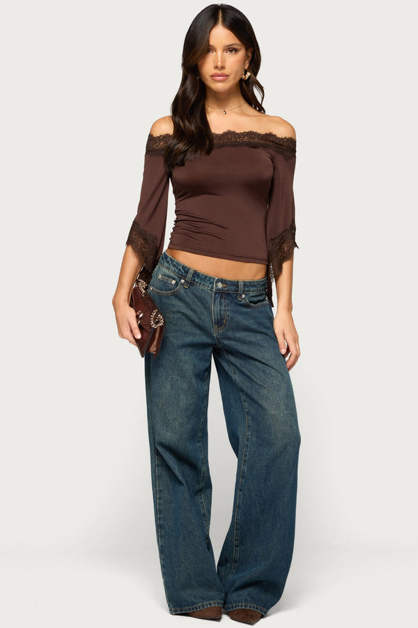 Damie Off Shoulder Lacey Top view 2