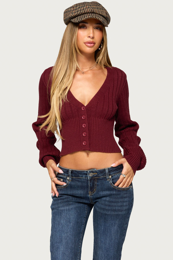 Rozee Knit V Neck Cardigan view 1