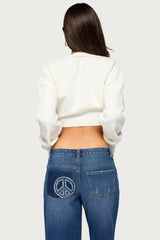 Lorrie Twist Front Cropped Knit Sweater