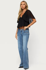 Rileigh V Neck Flutter Top
