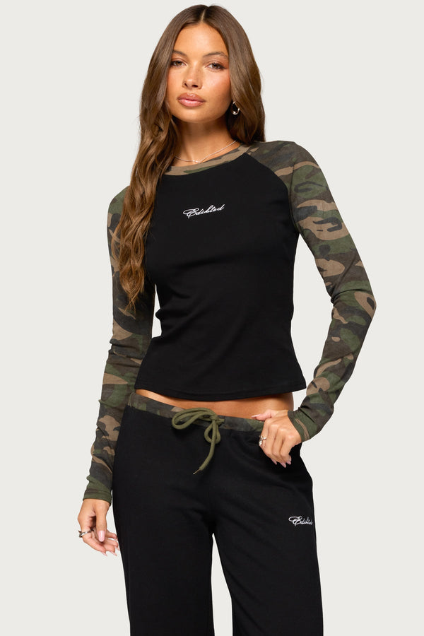 Taye Camo Raglan Long Sleeve Top view 1
