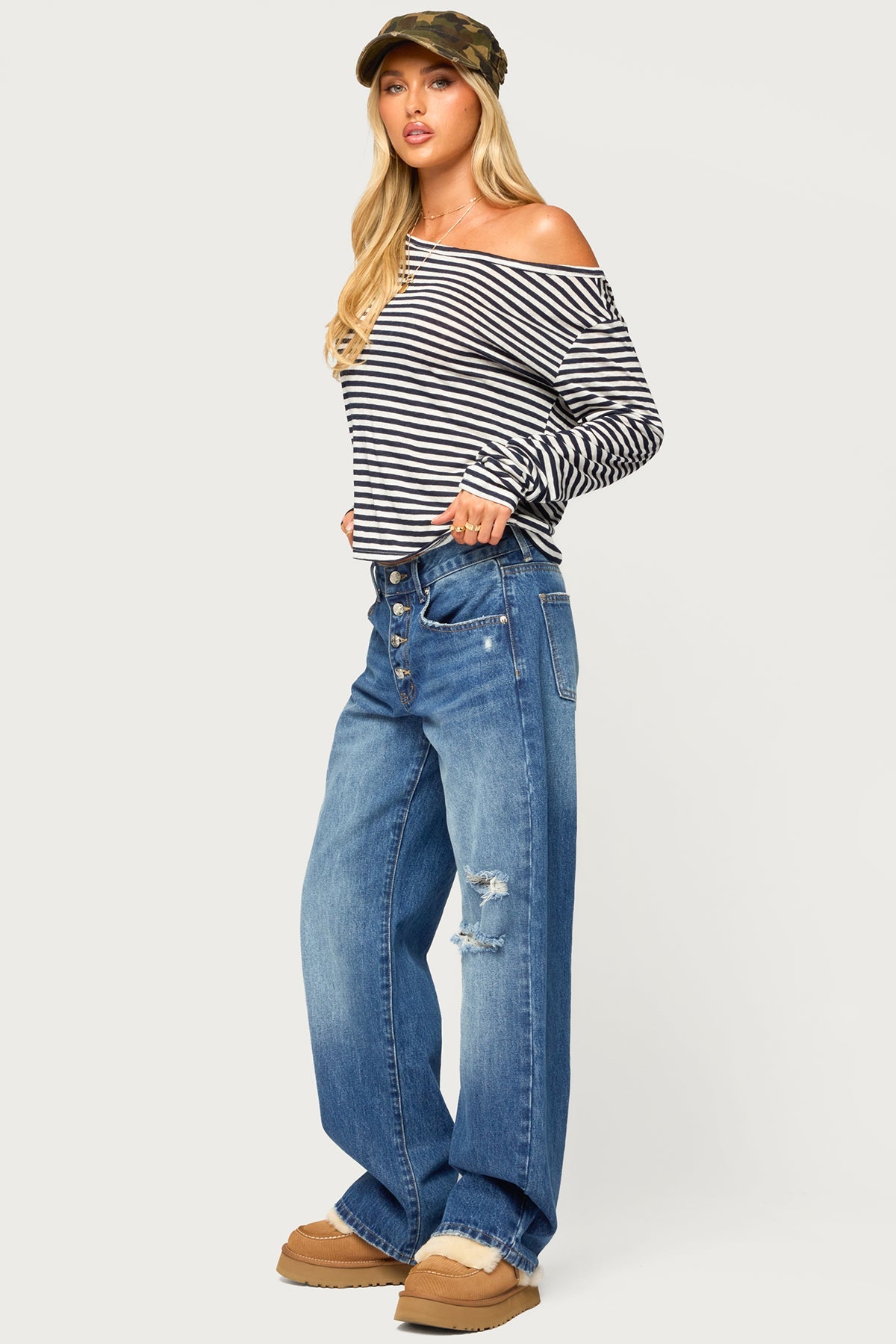 Kathee Striped Off Shoulder Top