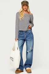 Kathee Striped Off Shoulder Top