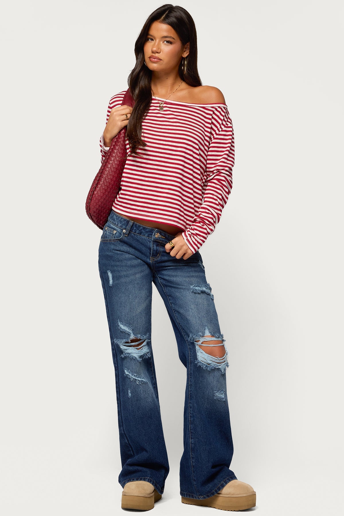 Kathee Striped Off Shoulder Top