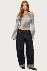 Shirelle Off Shoulder Striped Sweater