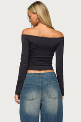 Attie Studded Off Shoulder Long Sleeve Top