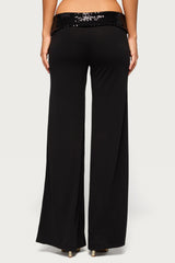 Moni Low Rise Foldover Sequin Trousers
