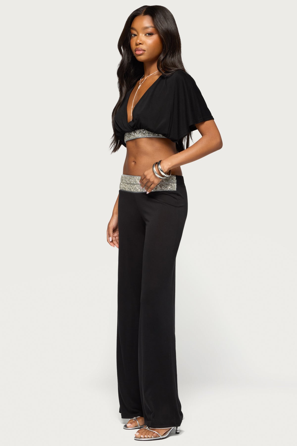 Tolly Beaded Straight Leg Trousers