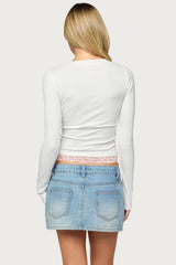 Milee Lacey Ribbed V Neck Top
