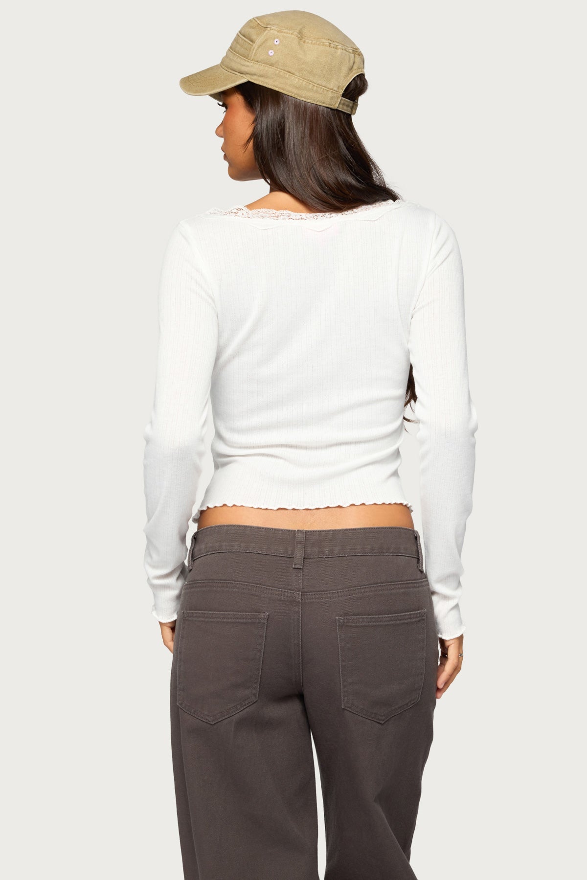 Jasmina Lacey Pointelle Long Sleeve Top