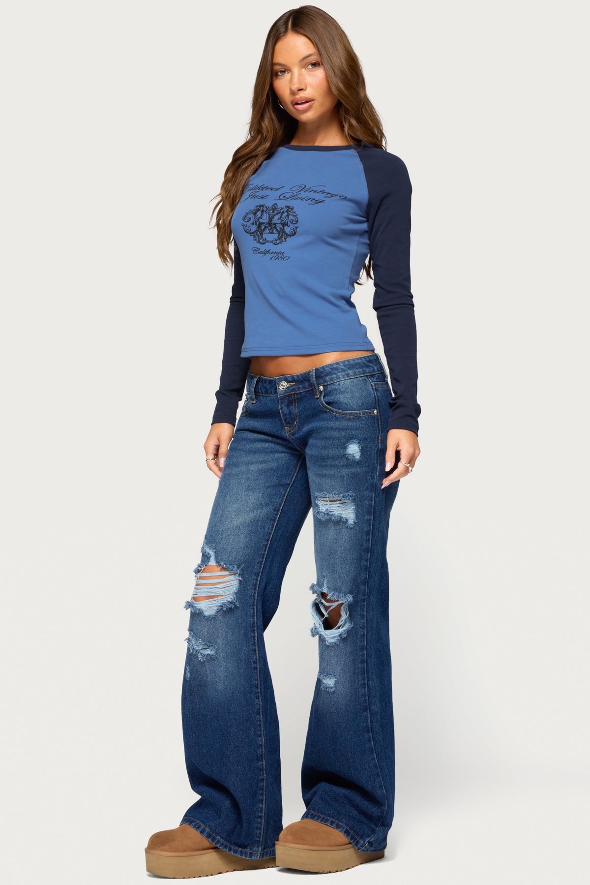 Edikted Just Living Raglan Graphic Top