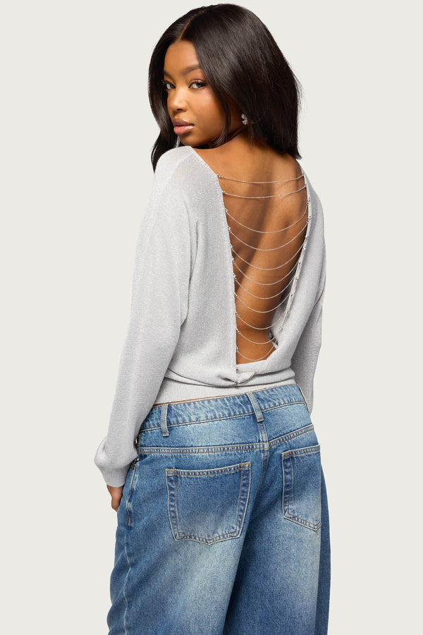 Tamzin Shiny Knit Chain Sweater view 1