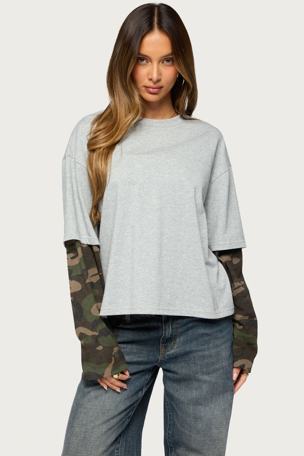 Ellesse Contrast Camo T Shirt view 1