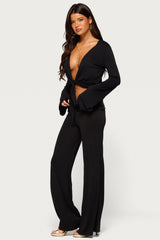 Moni Low Rise Foldover Sequin Trousers