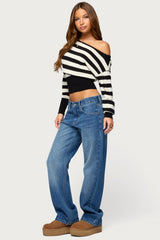 Nayeli Striped Off Shoulder Sweater