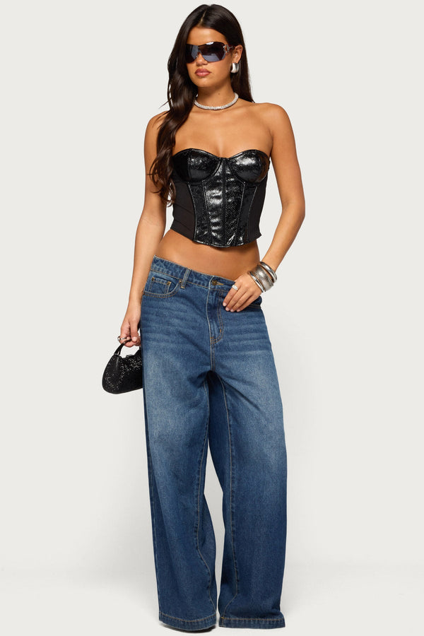 Suttyn Strapless Faux Leather Corset view 2
