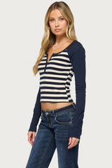 Tanielle Striped Henley Top
