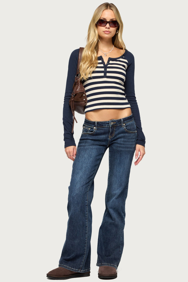 Tanielle Striped Henley Top view 2