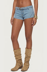 Ciel Low Rise Denim Micro Shorts