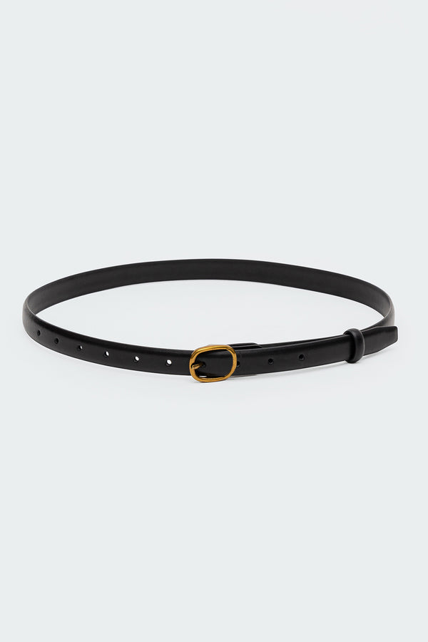 Oval Buckle Faux Leather Belt