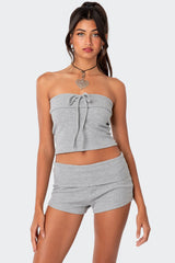 Lizzy Foldover Waffle Tube Top