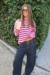 Maureen Striped Polo Sweatshirt