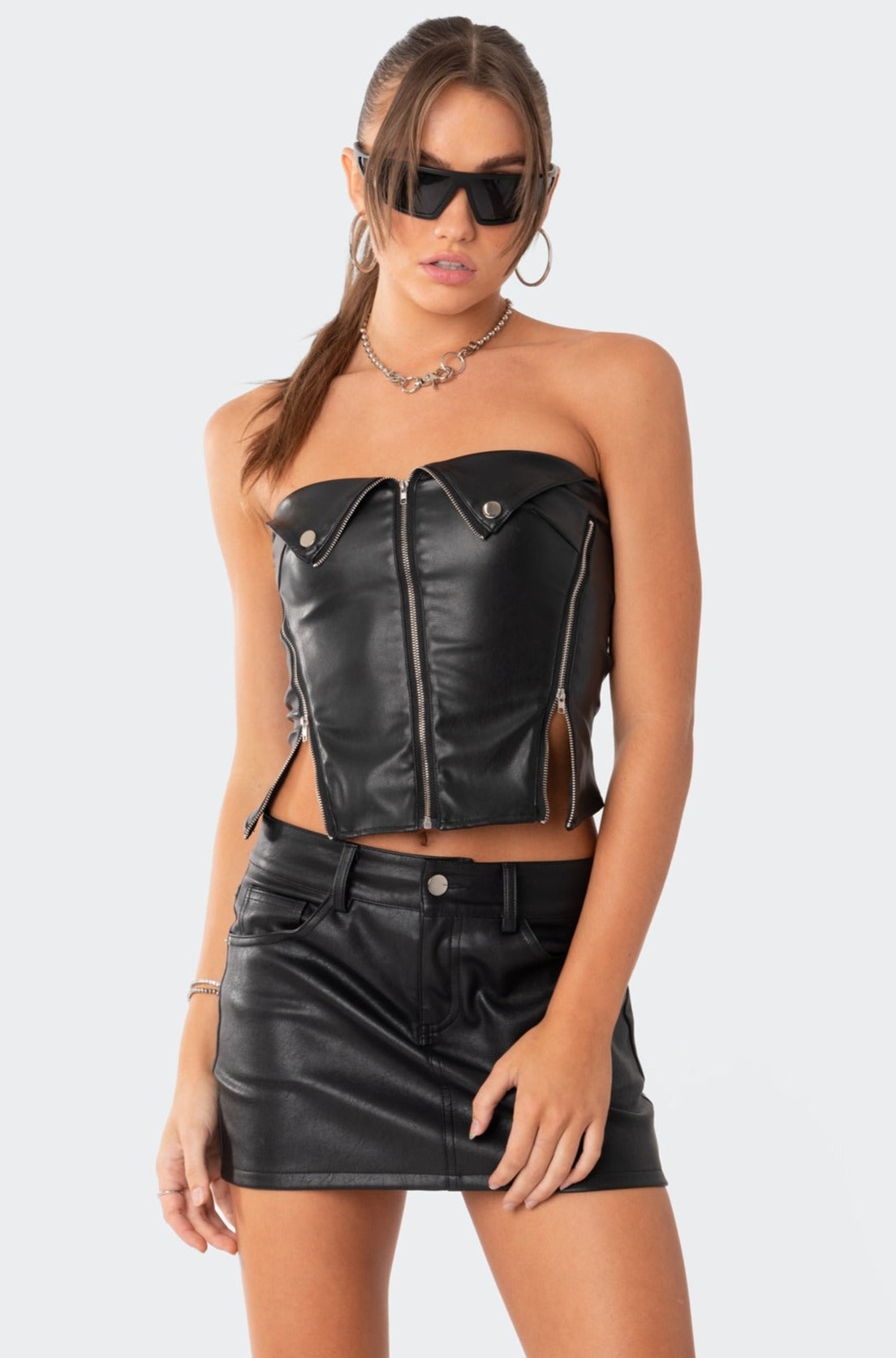 Sam Faux Leather Zip Corset