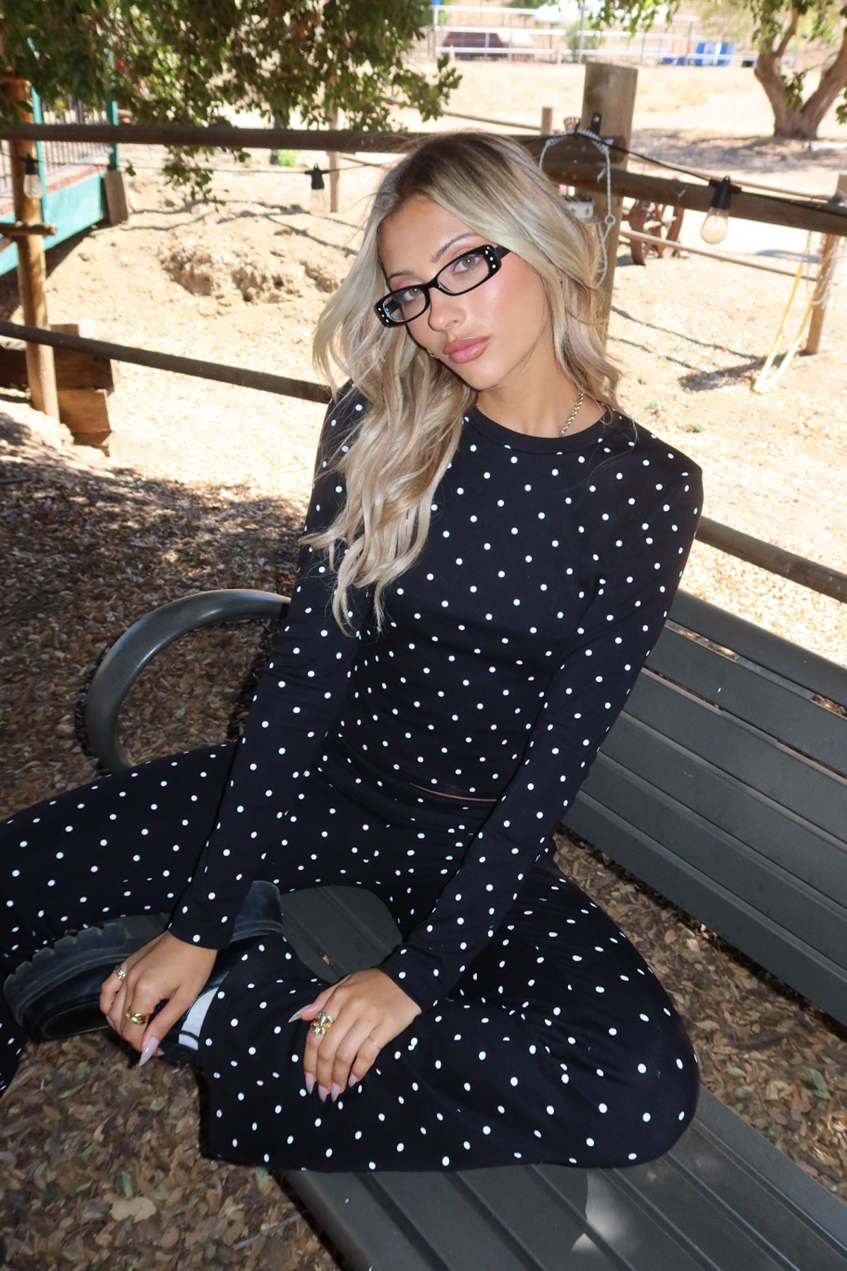 Daliya Polka Dot Long Sleeve Top
