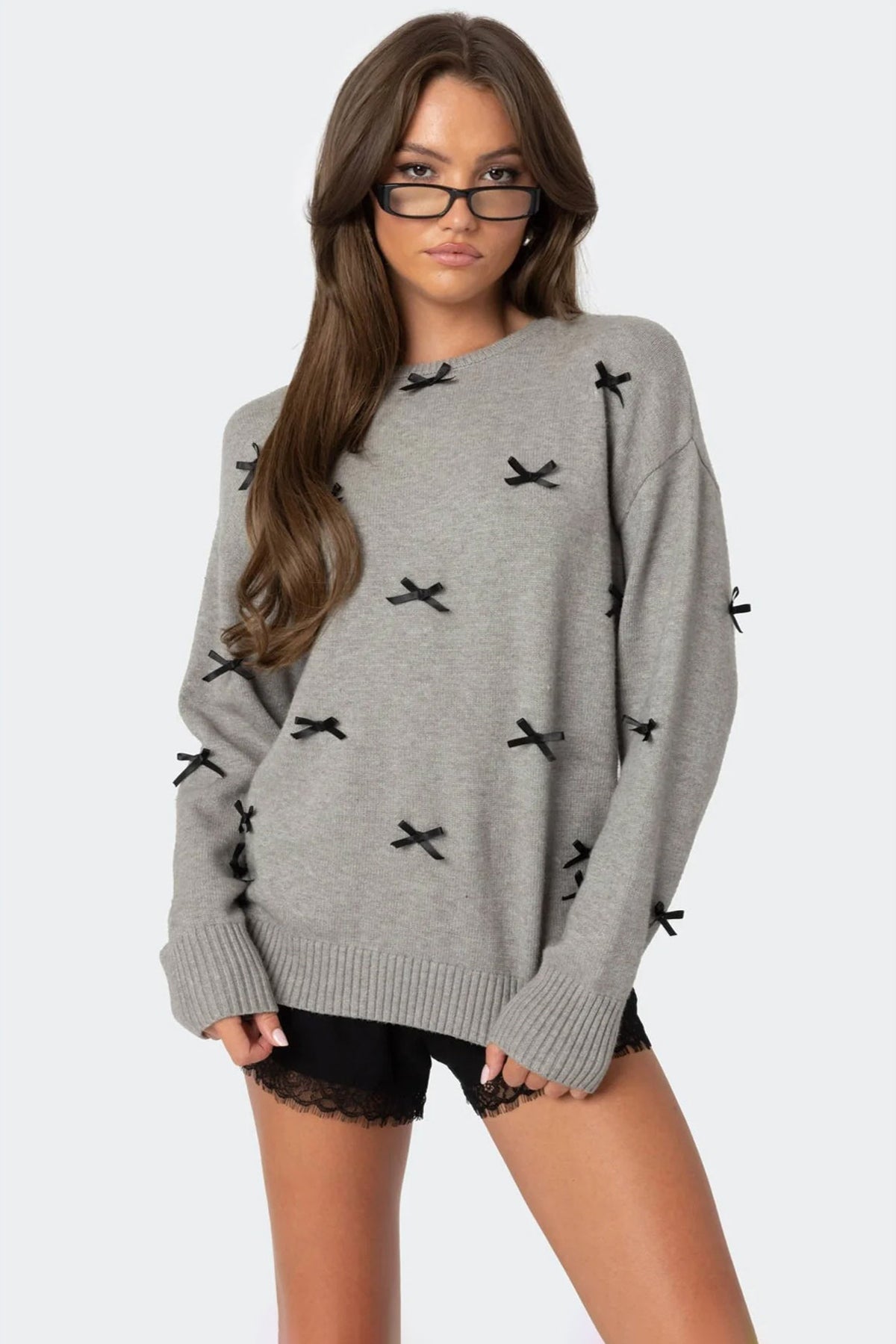 Satin Bow Oversized Sweater