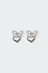 Bow Heart Charm Earrings