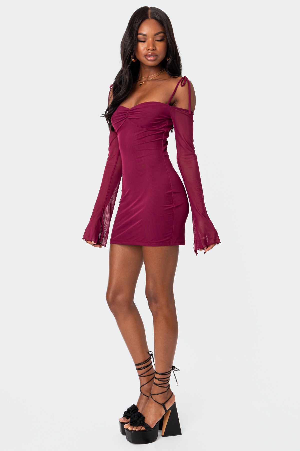 Ariel Off Shoulder Mesh Mini Dress