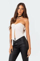 Twisted Split Front Tube Top