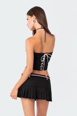 Karmen Gathered Lace Up Corset