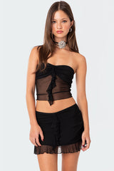 Solange Ruffle Mesh Tube Top