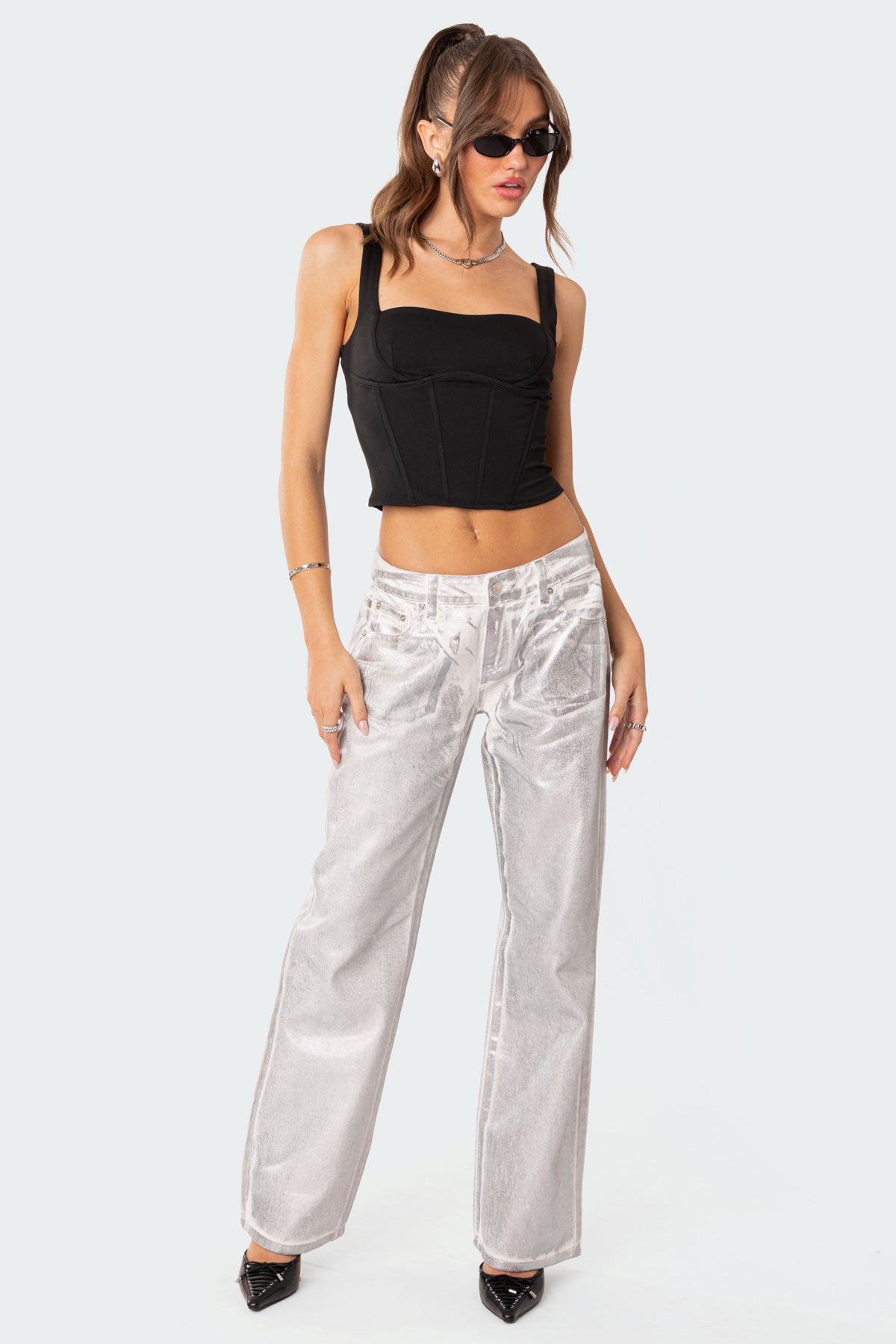 Jolene Metallic Low Rise Jeans