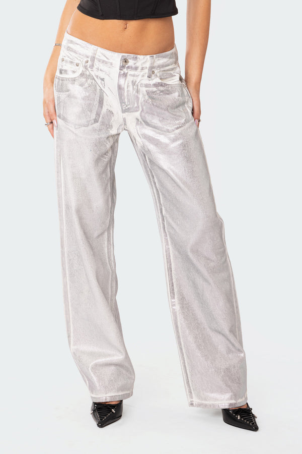 Jolene Metallic Low Rise Jeans