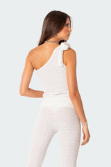 Amalia Textured Knit One Shoulder Top