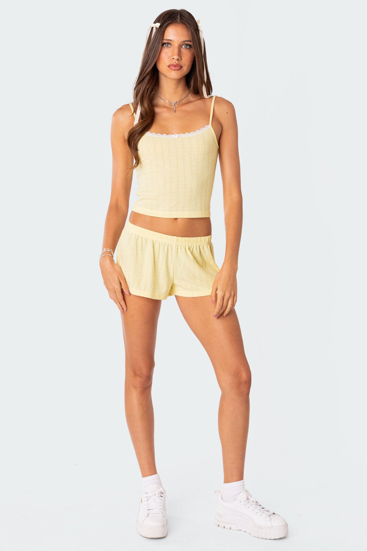 Irene Low Rise Pointelle Micro Shorts