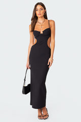 Ribbed Cut Out Cupped Maxi Dress