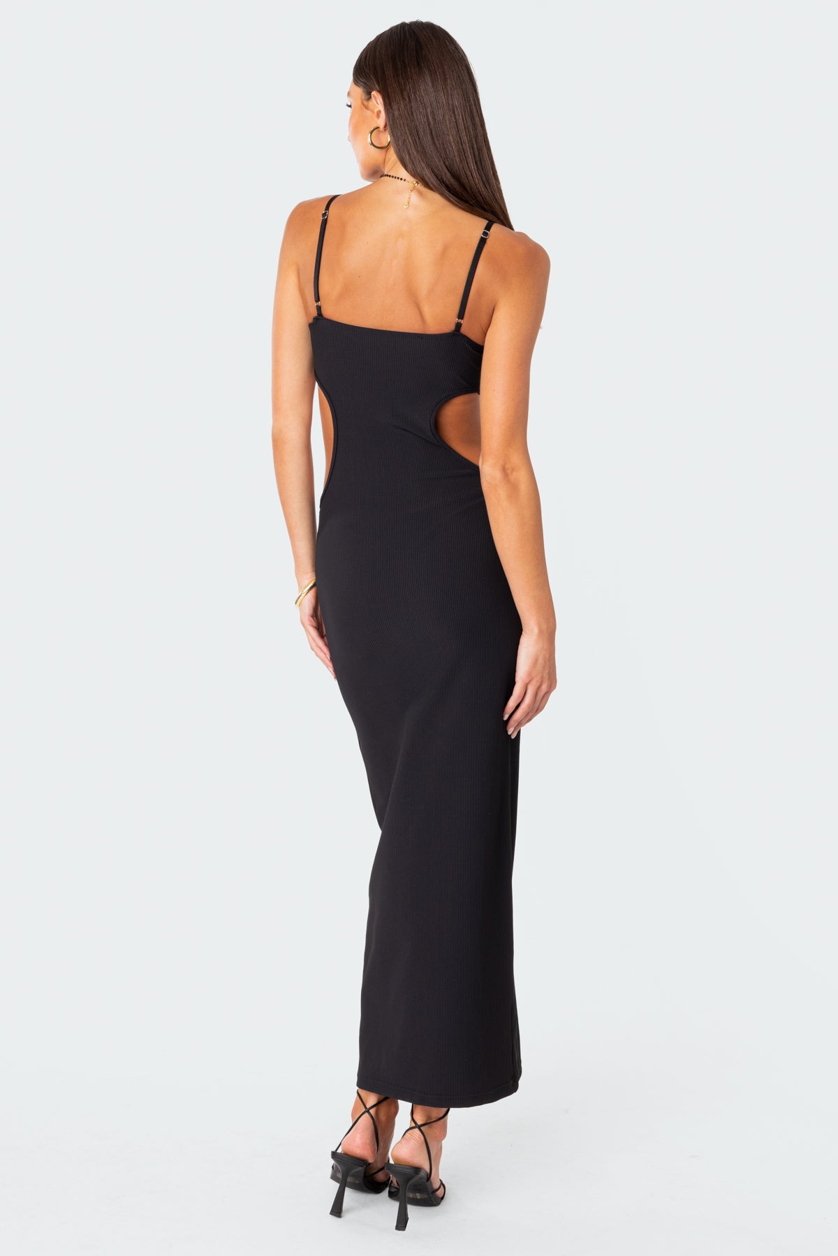 Ribbed Cut Out Cupped Maxi Dress