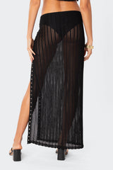 Lucea Lace Up Sheer Knit Maxi Skirt