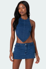 Sydnie Denim Open Back Top