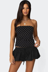 Polka Dot Built In Bra Tube Top