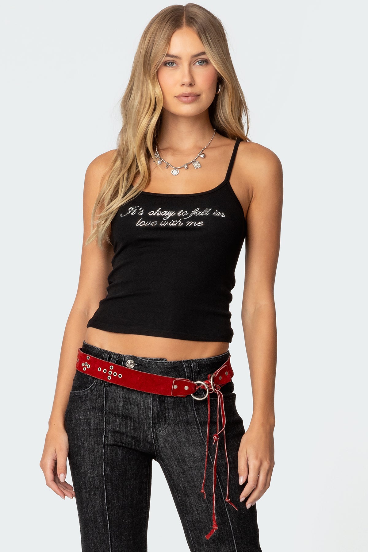 Fall In Love Rhinestone Tank Top